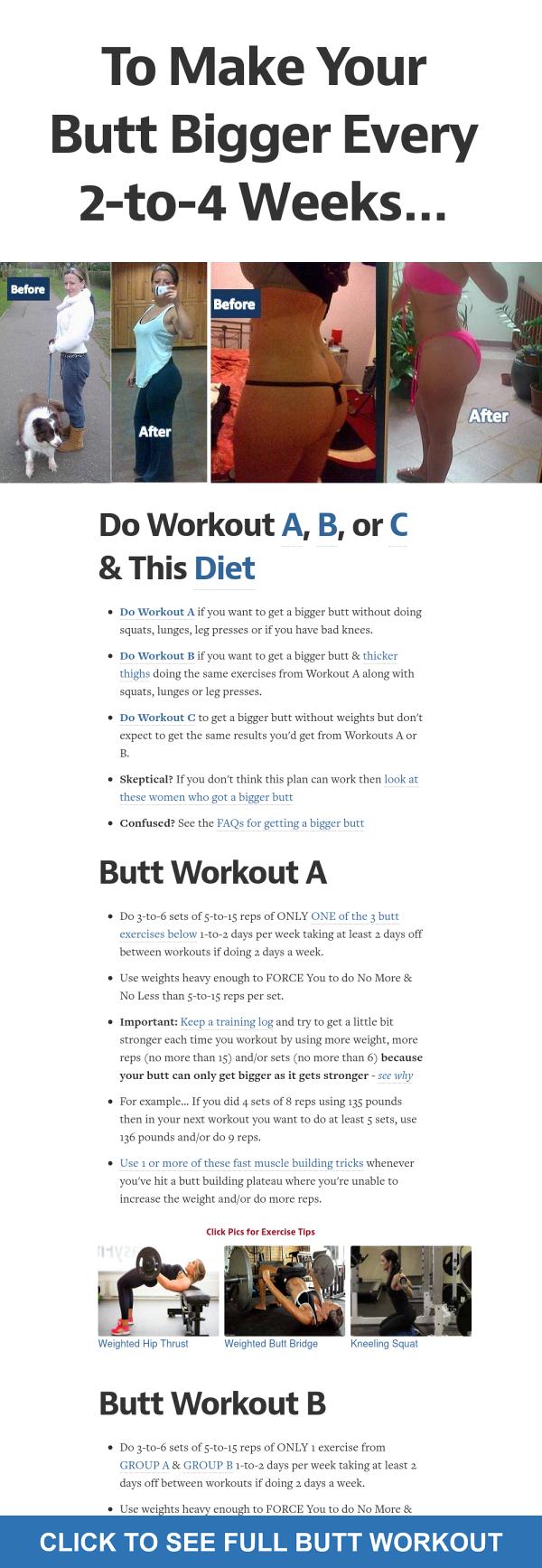 How To Get A Bigger Butt Fast → Every 2 Weeks With Or Without Weights